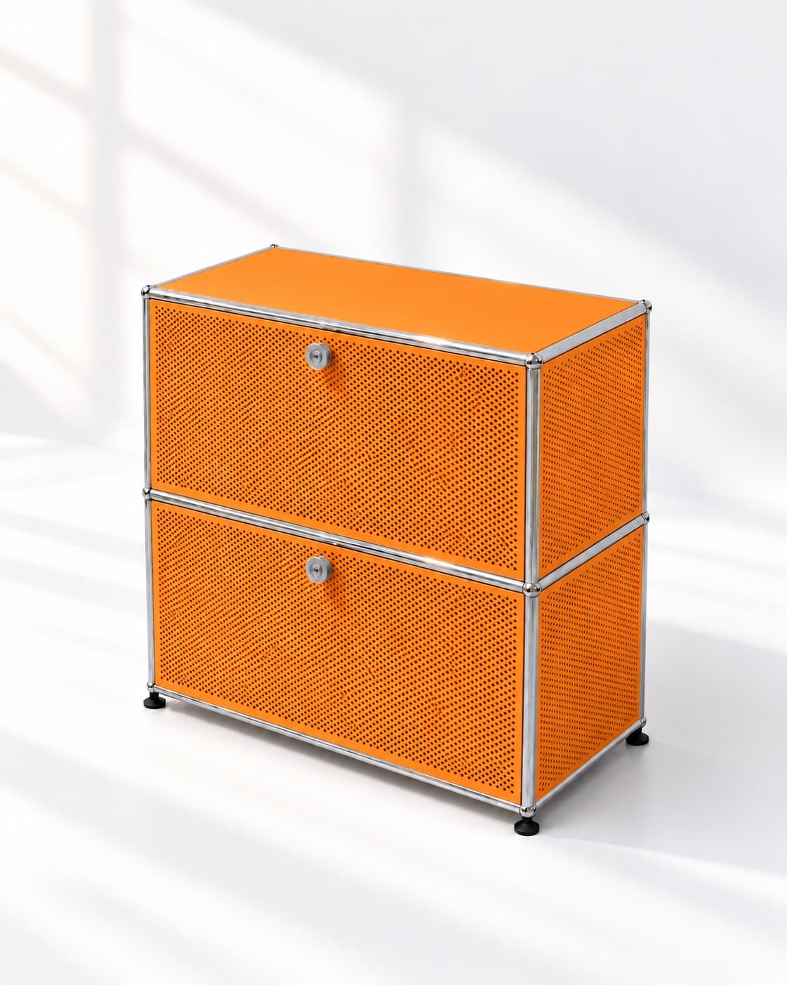 The Doorman — Entryway shoe cabinet · Perforated doors · Two tiers